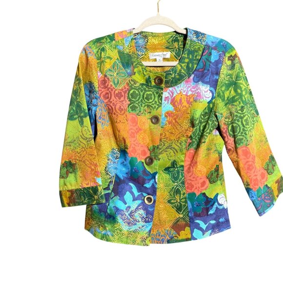 Coldwater Creek Abstract Art to Wear Print Jacket Women's Size 10 Multicolor - Picture 1 of 8